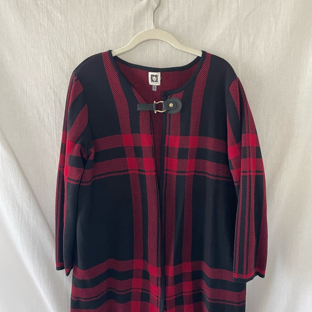 Anne Klein Red and Black Knit Sweater
